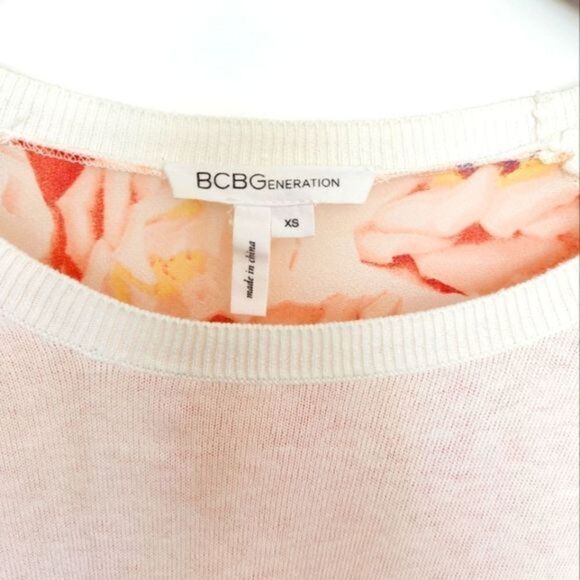 BCBGeneration Long-Sleeve Shirt with Chiffon Back Floral Prints - Picture 5 of 5